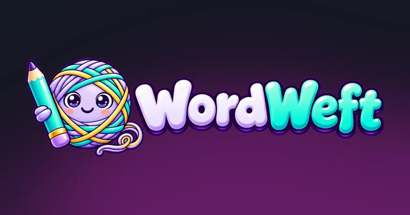 WordWeft logo with Wefty the yarn ball holding a pencil